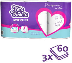 Violeta háztartási papírtörlő Love 3 tekercs (3x60 lap)