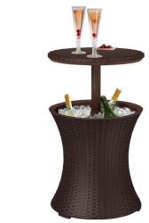 Strend Pro Masa/bar, ratan sintetic, inaltime reglabila, cu container gheata, maro, 49x57/82 cm (2171561) - artool