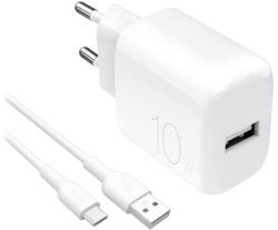 PURO PROLITE 10W USB-A fali töltő + USB-A - USB-C kábel 1, 2m - fehér (PUTCUSBA10WDYKACWHI)