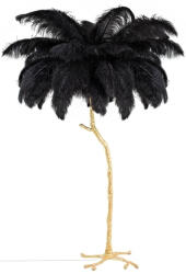 King Home Tiffany Állólámpa Természetes Strucctollakkal Fekete/Arany (KHM-JL0019-BLACK)
