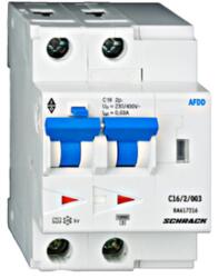 Schrack AFDD, seria Lisa, B 16 A, 2 poli, 30 mA, A/cu temp. , 10 kA (BA218216)