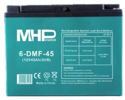 CARSPA MHPower 6-DMF-45 vontatási gél akkumulátor 12V/45Ah, D3 terminál - M6, mélyciklus 6-DMF-45