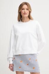 Benetton pamut melegítőfelső fehér, női, nyomott mintás, 3UNID109A - fehér L