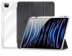 Apple iPad Pro 13 (2024), mappa tok, érintőceruza tartó, közepesen ütésálló, textil hatású előlap, átlátszó hátlap, Smart Case, Dux Ducis Unid, fekete