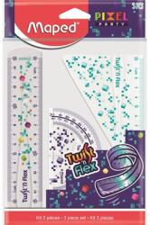 Maped Vonalzókészlet, műanyag, törhetetlen, 3 darabos, MAPED "Pixel Party Twist`n Flex (981835) - mystock