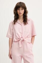 Tommy Hilfiger lenvászon ing női, galléros, rózsaszín, relaxed, DW0DW20286 - rózsaszín S