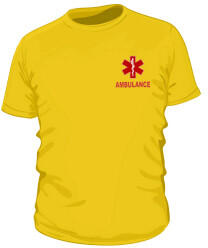 KZIWEB AMBULANCE, Sárga Környakas póló, 100% pamut : Felirat: - AMBULANCE, Szín: - Sárga, UN Méret: - "2XL"arge