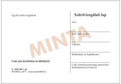  Szűrővizsgálati Lap, 70 G/m2 Ofszet, A/6, C. 3321-69 (c332169)