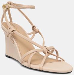 Tommy Hilfiger bőr szandál LEATHER KNOTS WEDGE SANDAL bézs, FW0FW08417 - bézs Női 39