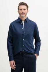 Tommy Hilfiger lenvászon ing férfi, legombolt galléros, sötétkék, regular, MW0MW40702 - sötétkék XL