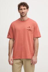 Calvin Klein Jeans pamut póló narancssárga, férfi, nyomott mintás, J30J327107 - narancssárga XL