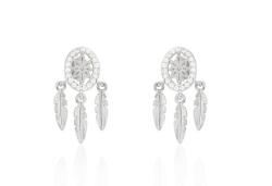 Ezüst fülbevaló bedugós ovális álomfogó ródiumbevonatos