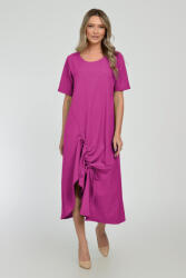 Pierino Rochie lunga A-line din in mercerizat cu siret la poale, magenta S/M