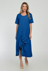 Pierino Rochie lunga A-line din in mercerizat cu siret la poale, albastra S/M