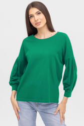 Pierino Bluza uni cu maneca bufanta din tricot de bumbac, verde S/M