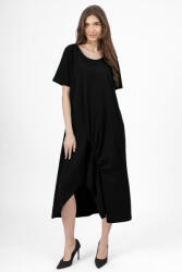 Pierino Rochie lunga A-line neagra, din tricot de bumbac cu siret la poale S/M