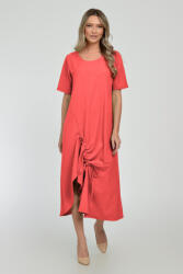 Pierino Rochie lunga A-line din in mercerizat cu siret la poale, corai S/M