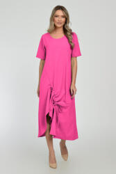 Pierino Rochie lunga A-line din in mercerizat cu siret la poale, fucsia S/M