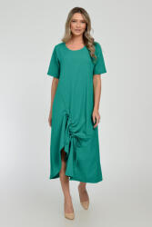 Pierino Rochie lunga A-line din in mercerizat cu siret la poale, turcoaz inchis S/M