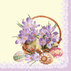 POL-MAK Húsvét Crocuses in a Basket szalvéta 20 db-os 33x33 cm PKK015555 (PKK015555)
