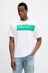 United Colors of Benetton pamut póló fehér, férfi, nyomott mintás, 3BL0U10A2 - fehér S