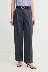 Calvin Klein nadrág női, sötétkék, magas derekú egyenes, LV044B675G - sötétkék S