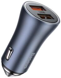 Baseus Golden Contactor Pro autós szivargyújtó töltő, 2xUSB, 40W, szürke