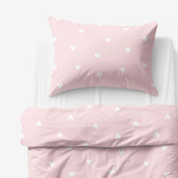 Goldea gyermek pamut ágyneműhuzat - szívecskék, púderrózsaszín alapon 140 x 200 és 70 x 90 cm