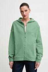 Benetton pamut melegítőfelső zöld, női, sima, kapucnis, 3UNID500R - zöld M