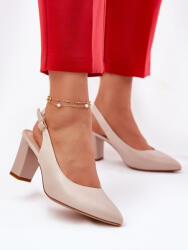 Step in style Pantofi dcu toc gros Step in style, Model 211981, Bej