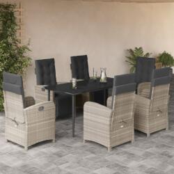 vidaXL Set mobilier de grădină cu perne, 7 piese gri deschis poliratan (3212602)