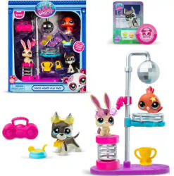 BANDAI Littlest Pet Shop LPS - Diszkó party figurákkal (páva madár (#169), dándog kutya (#170) és nyuszi (#171)) (LPS00637)