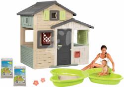 Smoby Set căsuța Prietenilor cu nisipar Fluture Friends Evo Playhouse Life Smoby exyensibilă cu apă și 30 kg nisip igienic (SM810206-A18) Casuta pentru copii