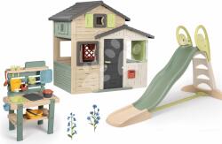 Smoby Set căsuța Prietenilor și tobogan de 2, 3 m cu apă Friends Evo Life Playhouse Smoby extensibilă cu bucătărie pentru grădinar (SM810206-A1) Casuta pentru copii