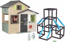 Smoby Set căsuța Prietenilor și cățărătoare 3-etaje Tower Kraxxl Friends Evo Playhouse Life Smoby extensibilă și se poate configura (SM810206-A26) Casuta pentru copii