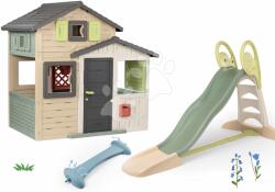 Smoby Set căsuța Prietenilor cu tobogan cu dublu val Friends Evo Playhouse Life Smoby extensibilă cu tunel de apă (SM810206-A9) Casuta pentru copii