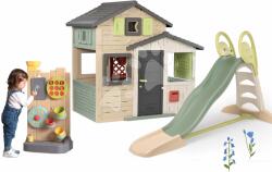 Smoby Set căsuța Prietenilor și centru de joacă Friends Evo Life Playhouse Smoby extensibilă cu tobogan de 2, 3 metri și apă (SM810206-A2) Casuta pentru copii
