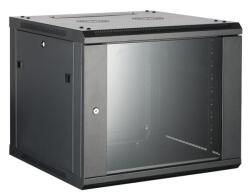 Hikvision Rackszekrény - 19" fali kivitel (12U, 600x600x635, fekete, egyrekeszes, üvegajtós, max. 60 kg) DS-XS6612-S/B (DS-XS6612-S/B)