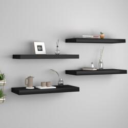  4 db fekete mdf fali polc 60 x 23, 5 x 3, 8 cm (29770)