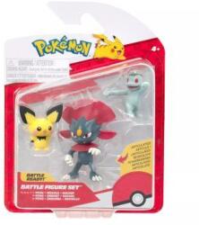 Jazwares Pokémon: 3 db-os figura csomag - Pichu, Machop, Weavile