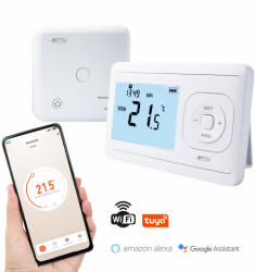 OMU system P804RF-W Wifi vezeték nélküli digitális szobatermosztát programozható Tuya, Alexa, Google (P804RF-W)