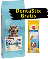 Dog Chow Purina Dog Chow nagytestű kutyakölyök pulykával 14kg + DentaStix Gratis! !