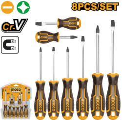 INGCO Csavarhúzó készlet 8 részes mágneses CrV (HKSD0828)