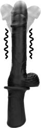 Ouch! Hand Held Liquid Silicone Vibrating & Thrusting Sex Machine Black Vibrator