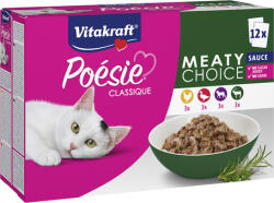 Vitakraft Poésie Meaty Choice Sauce - Húsos, halas, szószos válogatás macskáknak - Alutasakos multipack (1 karton multipack = 4 íz x 3 db 85 g-os alutasak) 2.04kg