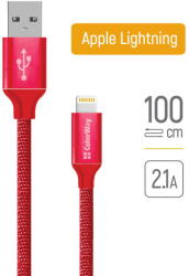 ColorWay Cablu Date, USB la Lightning, 2.1A, 1m - ColorWay (CW-CBUL004-RD) - Red (KF2347574)