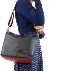 RIALTO kombinált sötétkék-piros bőr divattáska DO258-HR - taskaweb