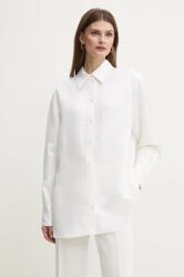 HUGO BOSS lenvászon ing női, galléros, fehér, relaxed, 50535297 - fehér 42