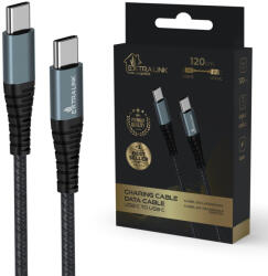 Extralink Smart Life USB Type-C - Type-C fekete színű kábel, USB-C - USB-C kábel, 120 cm