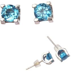  Cercei Topaz Rotund Fatetat 6x6x16 mm Argint 925 - 1 Pereche